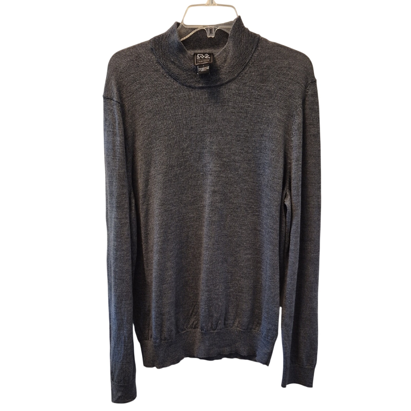 Jos A Bank Traveler Men's Charcoal Gray Turtleneck Sweater 100% Wool Size L